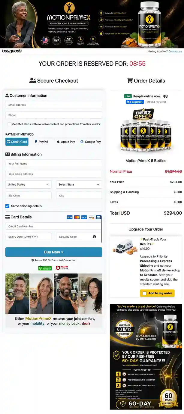 MotiionPrimeX Secure Payment Checkout